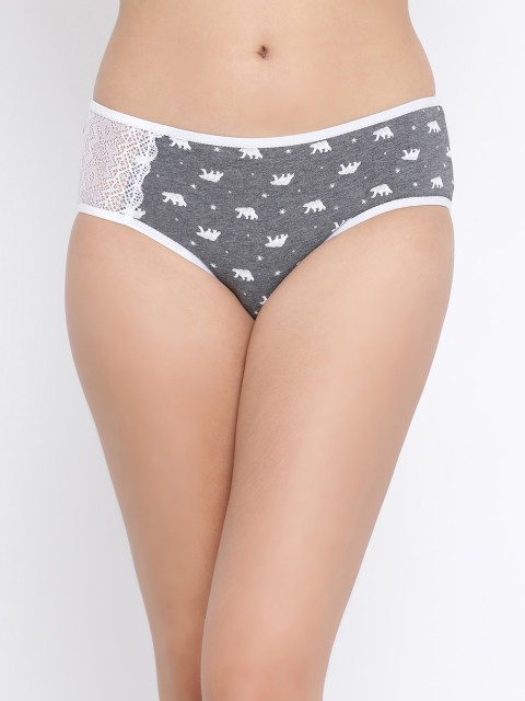 

Clovia Women Grey & White Printed Lace Hipster Briefs PN3359O05