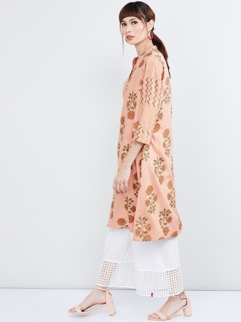 

max Women Peach-Coloured Printed A-Line Kurta