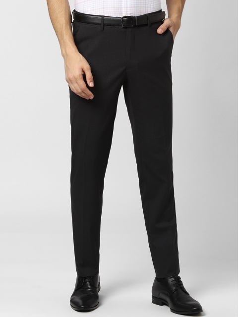 

Peter England Men Black Slim Fit Checked Formal Trousers