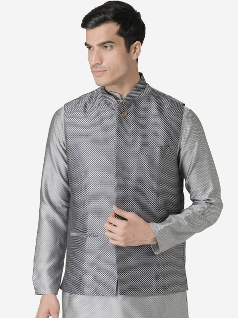 

TABARD Men Grey Woven Design Nehru Jacket