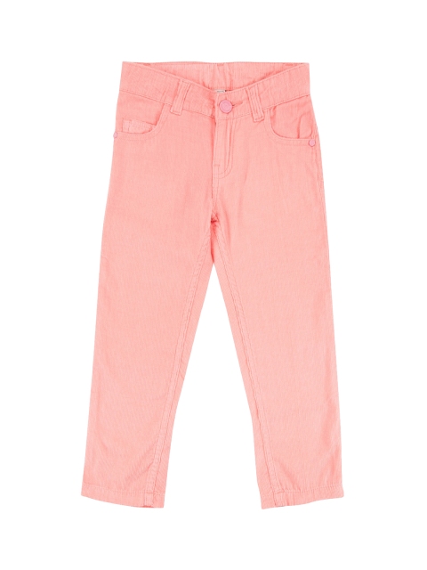 

Cherokee Girls Peach-Coloured Regular Fit Solid Regular Trousers