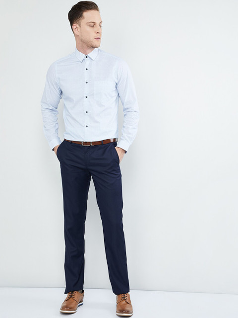

max Men White Regular Fit Printed Formal Shirt