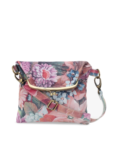 

Women Multicoloured Printed Genuine Leather Messenger Bag, Multi