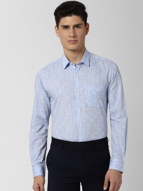 

Peter England Men Blue & Brown Slim Fit Checked Formal Shirt