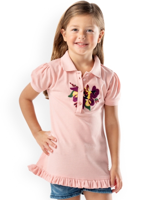 

Cherry Crumble Girls Pink Embroidered Top