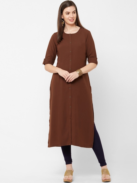 

Juliet Women Coffee Brown Solid Straight Kurta