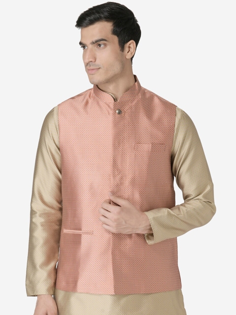 

TABARD Men Red Woven Design Nehru Jacket