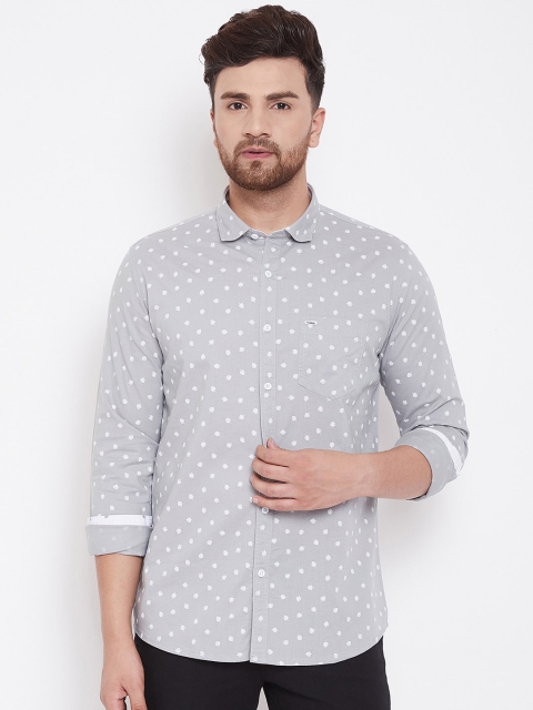 

Canary London Men Grey & White Slim Fit Printed Casual Shirt