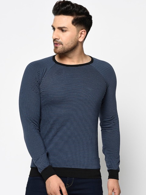 

Rigo Men Blue Striped Round Neck T-shirt