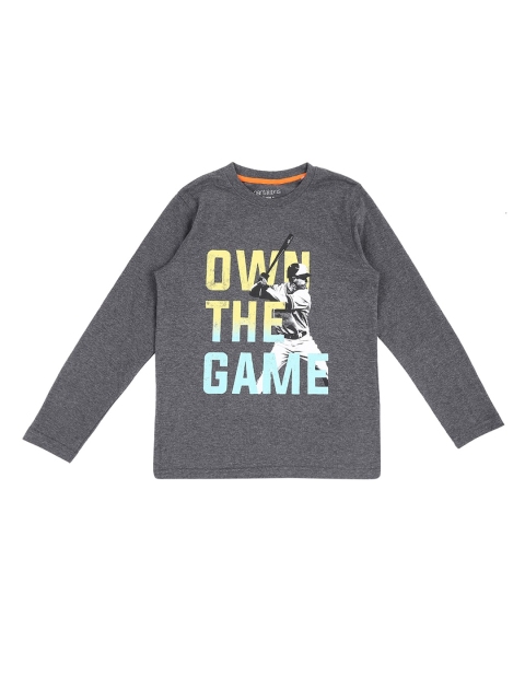 Pantaloons Junior Boys Grey Printed Round Neck T-shirt