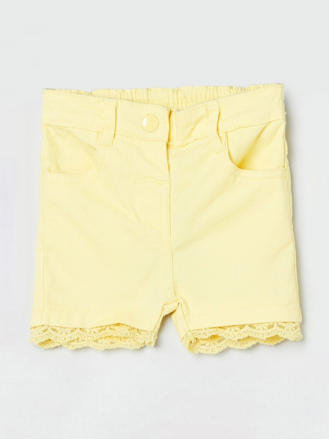 

max Girls Yellow Solid Slim Fit Denim Shorts