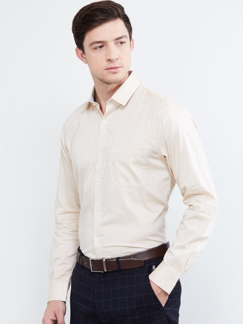

max Men Beige Slim Fit Solid Formal Shirt