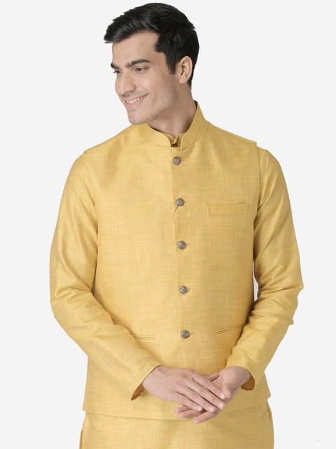 

TABARD Men Yellow Solid Nehru Jacket