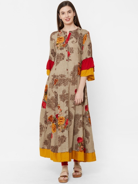 

Juliet Women Brown & Red Printed Anarkali Kurta