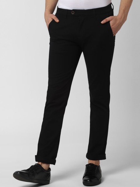

Peter England Casuals Men Black Slim Fit Solid Regular Trousers