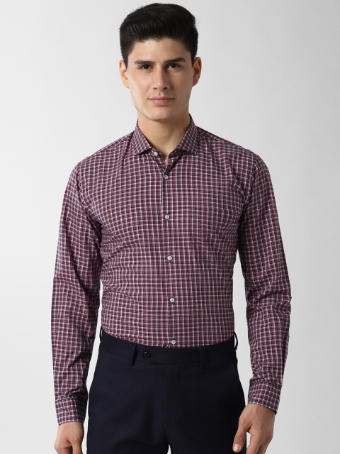 

Peter England Men Pink & White Regular Fit Checked Formal Shirt