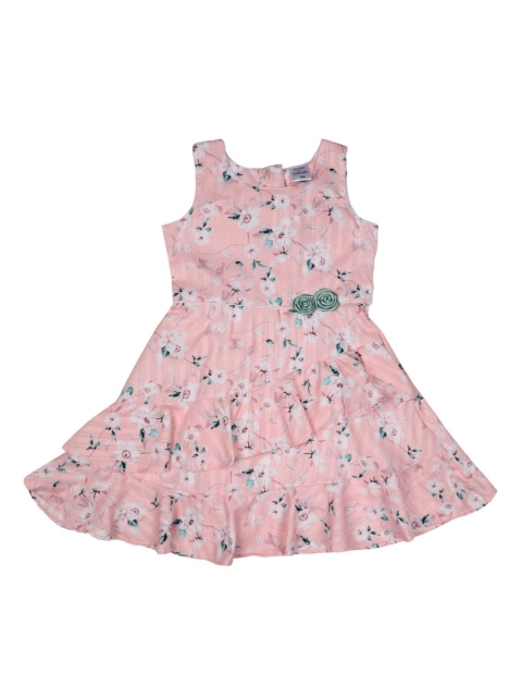 

Doodle Girls Peach & White Printed Fit and Flare Dress