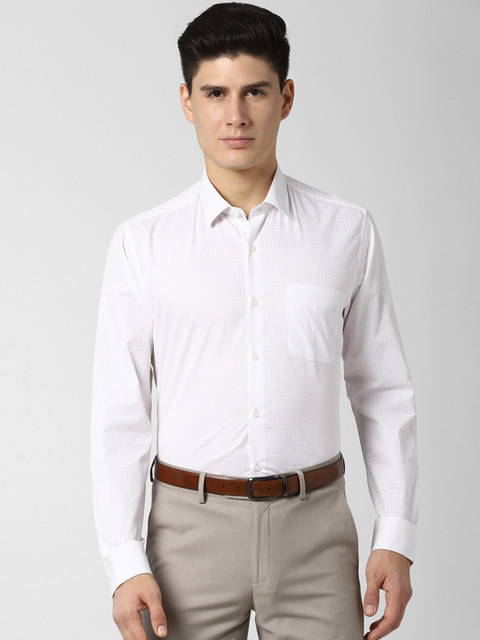 

Peter England Men White Regular Fit Checked Formal Shirt
