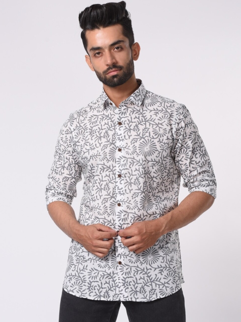 

Tistabene Men White & Grey Slim Fit Printed Casual Shirt