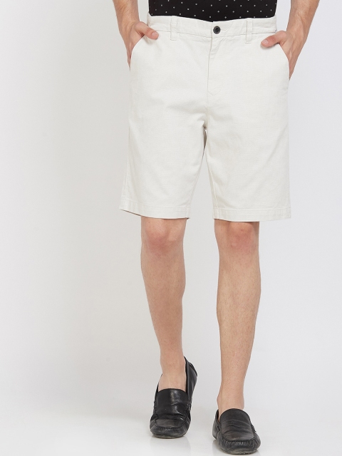 

Bossini Men Off-White Solid Regular Shorts