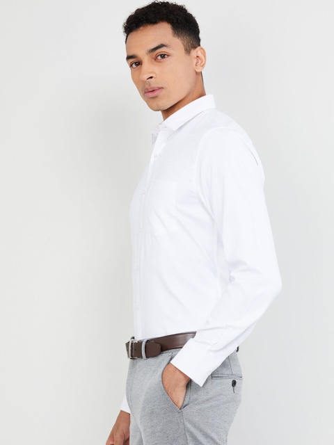 

max Men White Slim Fit Solid Formal Shirt