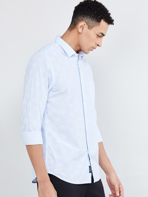 

max Men Blue Manhattan Regular Fit Printed Casual Shirt
