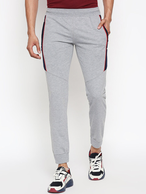 FiTZ Men Grey Solid Cotton Blend Bio-Wash Joggers for Men