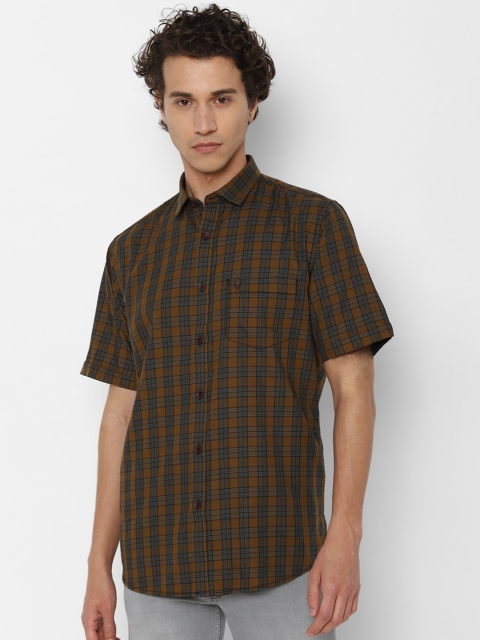 

Allen Solly Men Brown & Blue Slim Fit Checked Casual Shirt