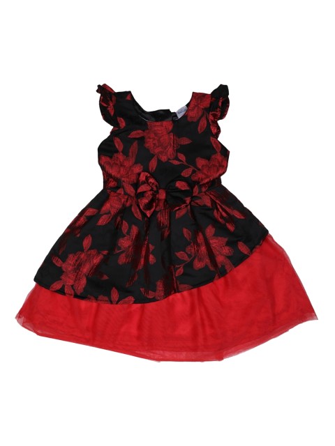

Doodle Girls Red & Black Printed Fit and Flare Dress