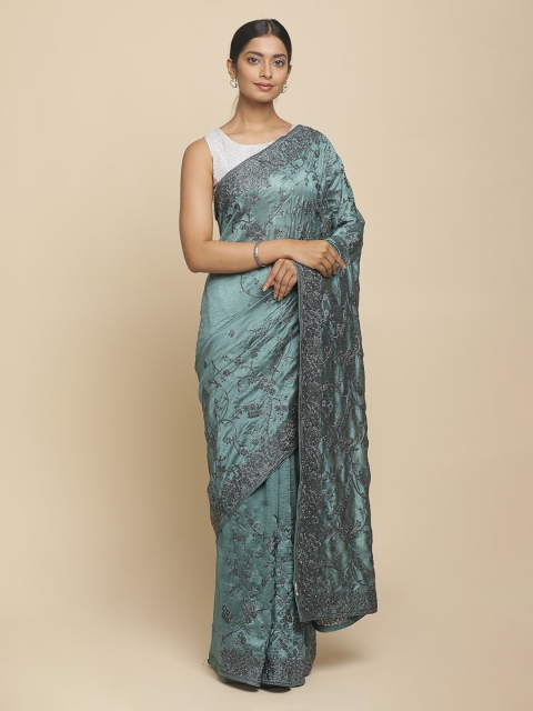 

Koskii Green Embroidered Art Silk Saree