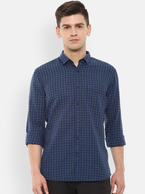 

Louis Philippe Sport Men Navy Blue & Beige Slim Fit Checked Casual Shirt