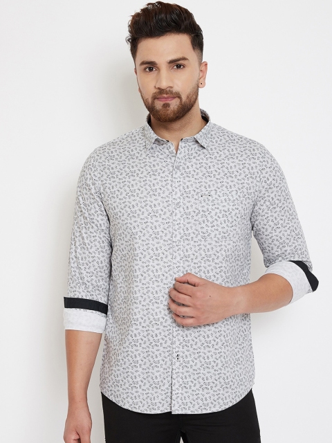 

Canary London Men Grey Smart Slim Fit Printed Casual Shirt