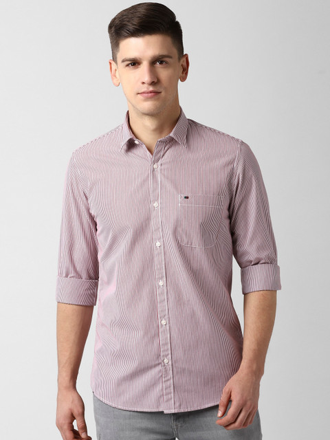 

Peter England Casuals Men White & Brown Slim Fit Striped Casual Shirt
