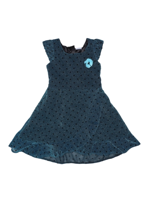 

Doodle Girls Green Self Design Fit and Flare Dress