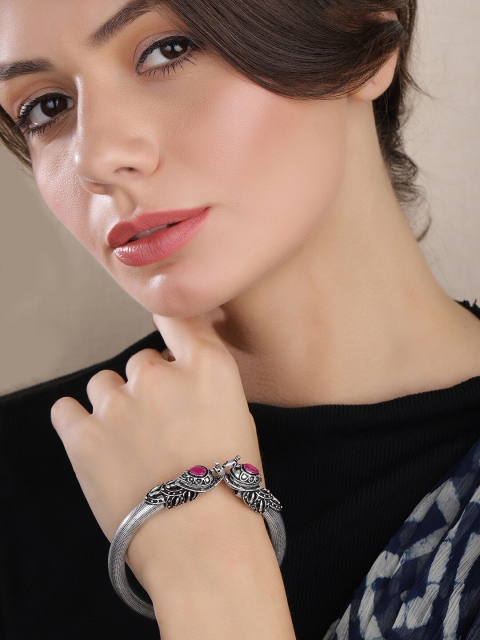 

Rubans Silver-Toned Bracelet Oxidised Cuff Bracelet