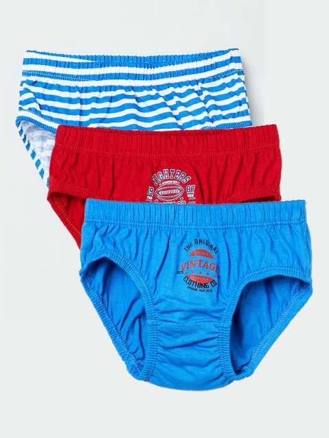 

max Boys ack of 3 Multicoloured Pack of 3 Hipster Briefs, Blue