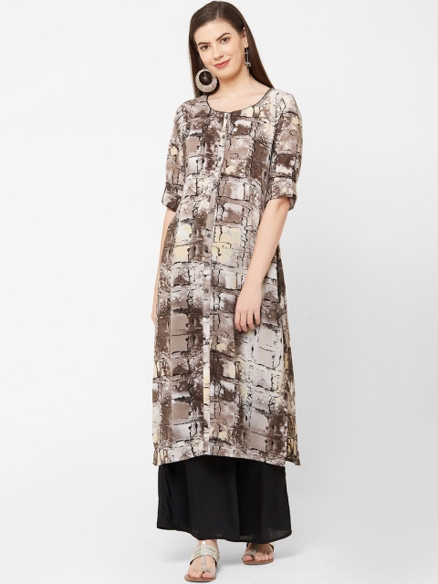 

Juliet Women Beige & Off-White Printed A-Line Kurta