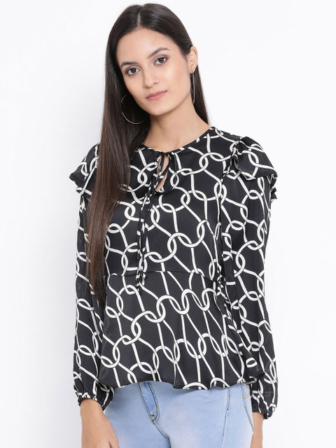 

Oxolloxo Women Black & White Printed Top
