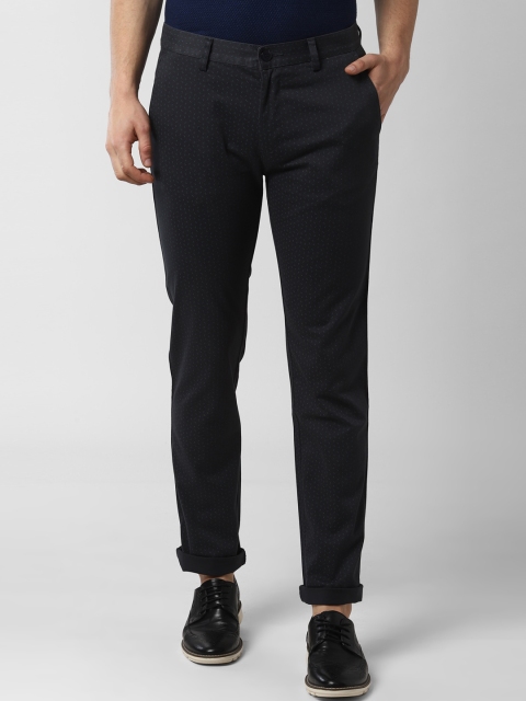 

Peter England Casuals Men Black Slim Fit Printed Regular Trousers
