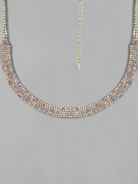 

Rubans Gold-Toned Handcrafted Rhinestone Necklace