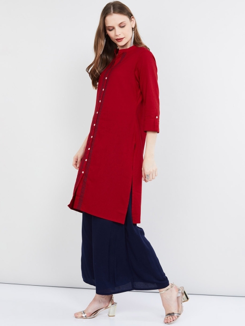 

max Women Red Solid A-Line Kurta