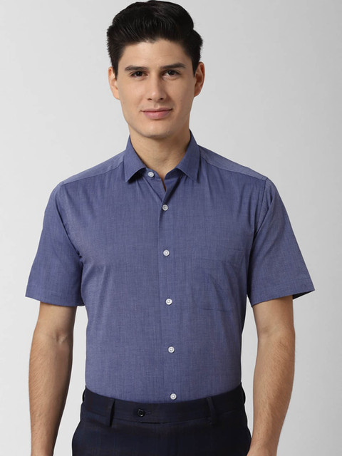 

Peter England Men Blue Slim Fit Self Design Formal Shirt