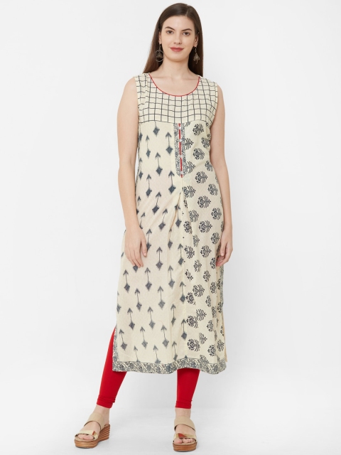 

Juliet Women Cream-Coloured Embroidered A-Line Kurta