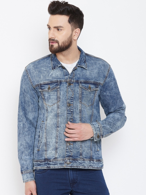 

Canary London Men Blue Printed Denim Jacket