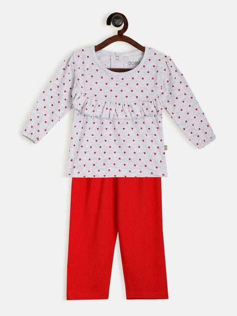 

Aomi Infant Girls Red & Grey Printed Top with Pyjamas