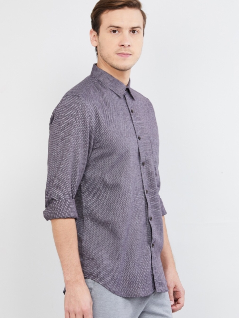 

max Men Grey Slim Fit Self Design Casual Shirt