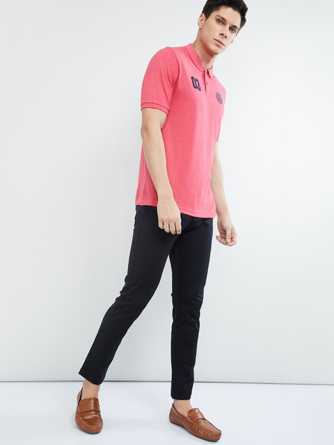 

max Men Pink Printed Polo Collar T-shirt