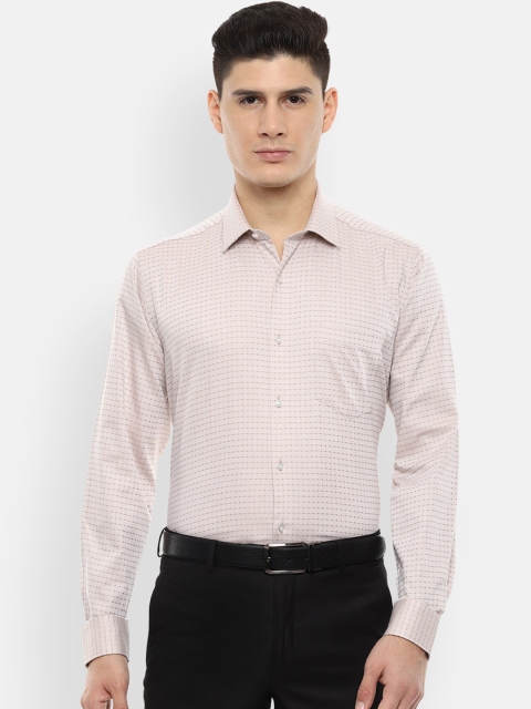 

Van Heusen Men Beige Regular Fit Checked Formal Shirt
