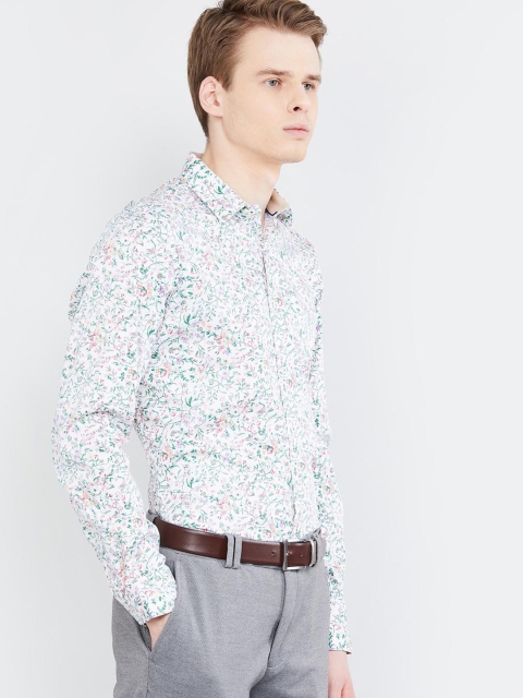 

max Men White & Green Regular Fit Printed Casual Shirt