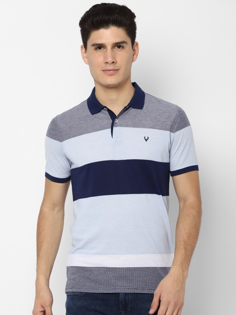 

Allen Solly Men Blue Striped Polo Collar T-shirt